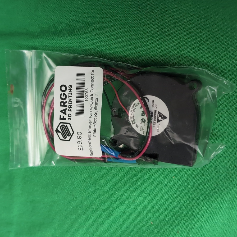 Fargo 3D Printing Replacement Blower Fan w/Quick Connect MakerBot Replicator 2